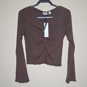 Noisy May Chocolate Brown Long Sleeve Top